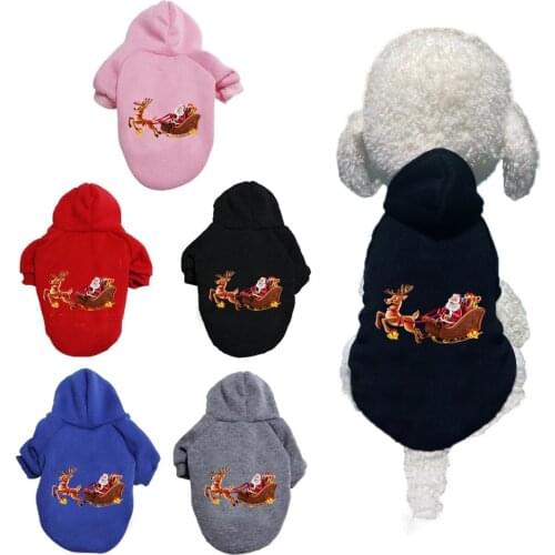 Christmas Pet Dog Hoodie Winter Medium and Large Dogs Warm and Velvet Padded Sweater Sweatshirt Chihuahua Puppy Clothes XS-9XL
