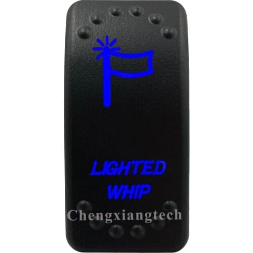 Blue Led Laser Engraving- LIGHTED WHIP- Rocker Switch 5 Pin on off 12v 24v SPST for Car Boat Truck RV
