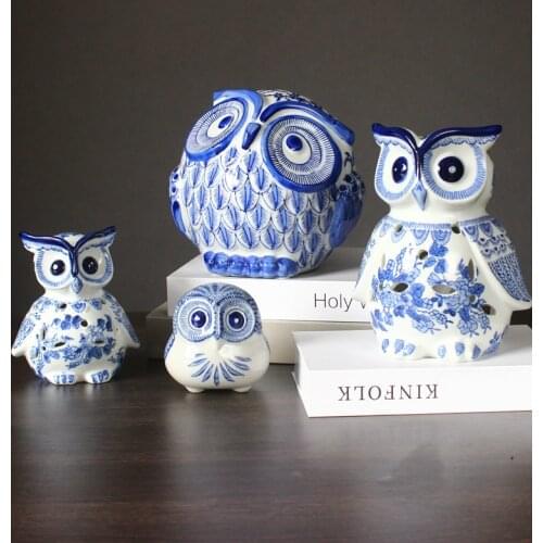 Modern owl ornaments Creative Ceramic animal Arts and Crafts Cute miniature figurines fairy garden home decoration accessories