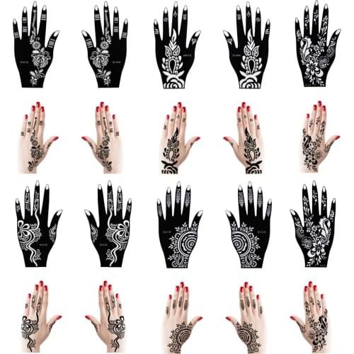 Body Hand Ink Tattoo Art India Henna Design Simply Stencil Mehndi Tattoos Templates Henna Stencils 2PC/lot