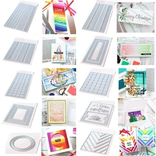 Slim Stripes Scallop Rectangles Stitched Plaid Circles Oval Frame Chevron Cutting DIes for DIY Scrapbooking Card Crafts 2021 New