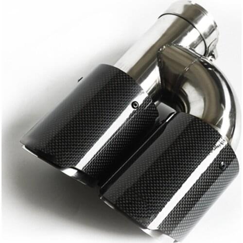 Universal Right Exhaust Pipe Tail Muffler Tip Glossy 100% Real Carbon Fiber In76mm Out 101mm Dual Pipe A--Marked