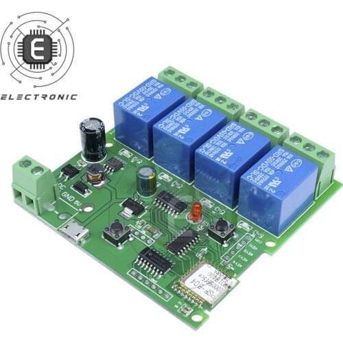 USB 5V/DC7-32V PRO 4 Way 4CH-WiFi Remote Control Relay Switch Module EWelink Flame-Retardant ABS
