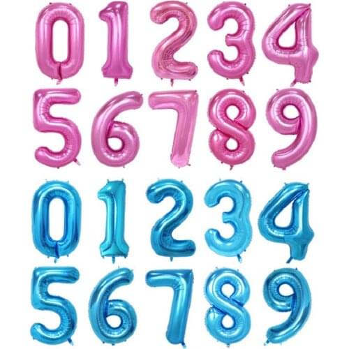 Rose Red Blue 32inch Number Aluminum Foil Balloons Birthday Baby Shower New Year Graduation Anniversary Retirement Party Decors