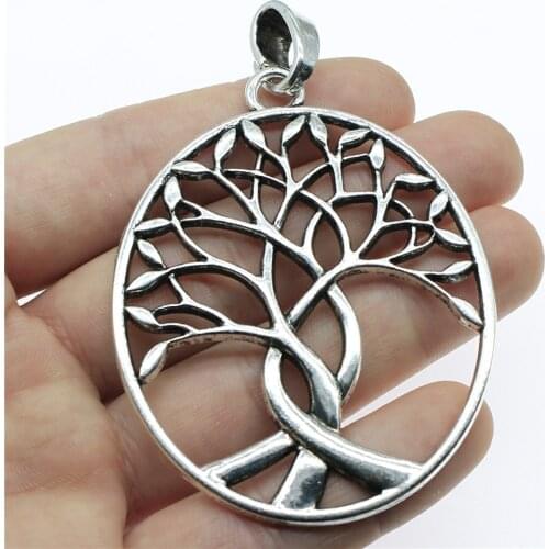 WYSIWYG 1pcs 68x53mm Big Tree Charm Pendants For Jewelry Making Necklace Big Oval Tree Pendants Charm Oval Tree