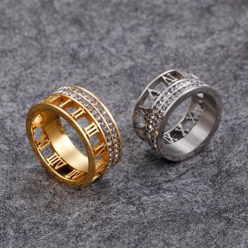 2021 Vintage Roman Numerals Women Rings Temperament Fashion 10mm Width Stainless Steel Rings For Women Jewelry Gift