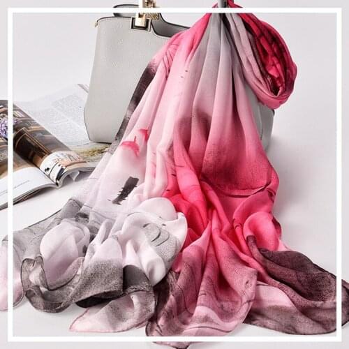 100% Pure Silk Scarf Ladies Luxury Brand 2019 Shawls and Wraps for Women New Print Natural Silk Wrap Hangzhou Real Silk Scarves