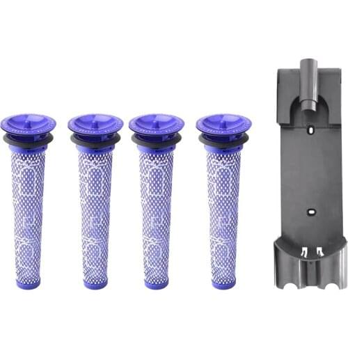 1 Wall Mount Bracket 4 Pre Filters,For Dyson V7 V8 Series Handheld Vacuum Cleaner Docking Station Filter Accessories