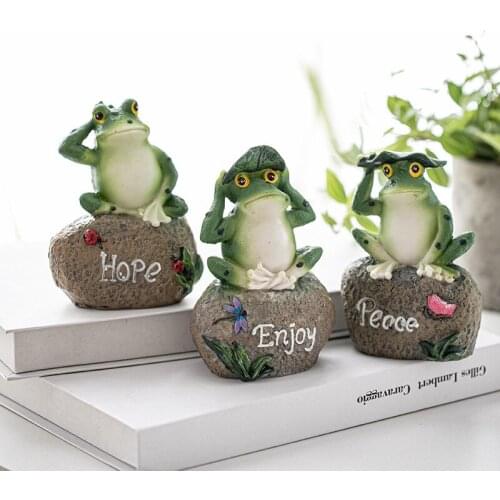 1pc Random Frogs Garden Statues Frogs Sitting On Stone Sculptures Garden Yard Frogs Landscaping Stone Ornaments Decoration