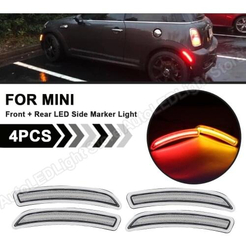 2/4Pcs For 2014 2015 2016 2017 2018 2019 2020 Mini F55 F56 F57 Clear lens Front+Rear LED Side Fender Marker Light Lamp Amber/Red