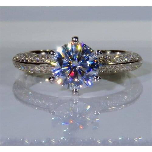 2020 Solitaire 1ct Lab Diamond cz Ring 100% Real 925 sterling silver Engagement Wedding band Rings for Women moissanite Jewelry