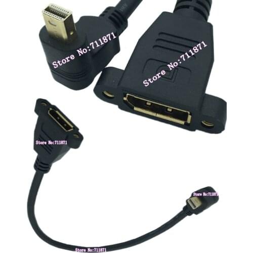 90 Degree Right Angle Bend UP Mini DisPlayPort Male to Screw Fixed DisPlayPort Female cable line Mini DP Male DP Female Line