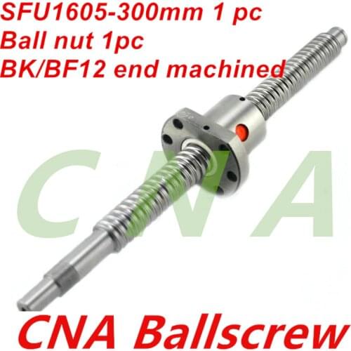 Free Shipping SFU1605 300mm RM1605 300mm Rolled Ball screw 1pc+1pc ballnut + end machining for BK/BF12 standard processing