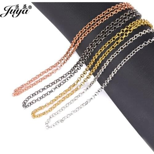 2pcs/lot 14K Real Gold Plated Lobster Clasp Chains Length 55cm Width 4mm For Jewelry Making DIY Pendant Necklaces Accessories