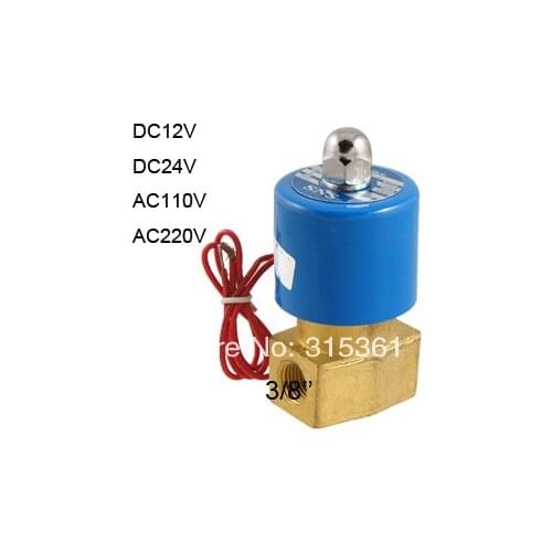 Free Shipping KSD 3/8" Electric Solenoid Valve 2/2 Way 12-Volt FKM/VITON Air, Water, Gas, Fuel DC24V,AC110V or AC220V as Option