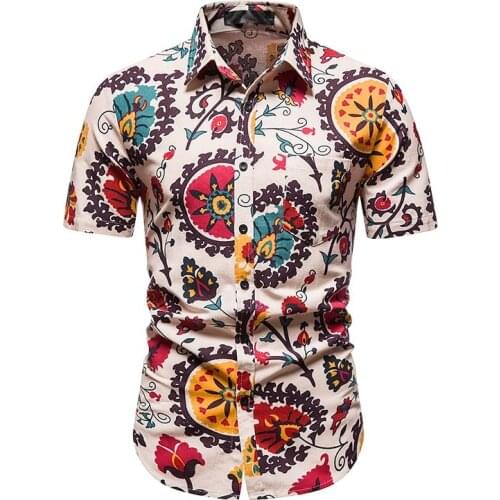 5 Style mens Hawaiian Beach Shirt Floral Fruit Print Shirts Tops Casual Short Sleeve Summer Holiday Vacation Fashion