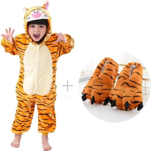 Unicorn Kigurumi Onesie Kids Pajamas For Children Animal tiger stitch panda Cartoon Blanket Sleepers Baby Costume Winter boys