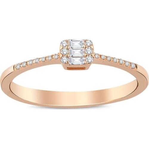 Symbol Gold 0.10 Carat Diamond Ring Baguette Chic Jewelry LoverRings Moissanite Engagement Anniversary Wedding For Women