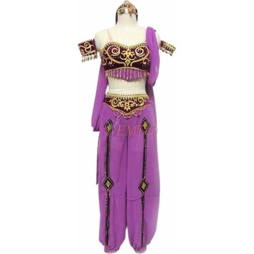 Women Professional Ballet Stage Costume Oriental ballet dress red purple two pieces performance ballet top pants