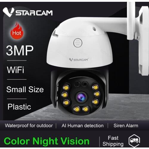 Vstarcam 3MP Wifi IP Camera Dome AI Human Detect Color Night Vision P2P Security CCTV Alarm Camera Two Way Audio Support SD Card