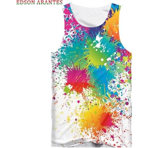 Summer Colorful Paint Full Print 3d Tank Tops Men Women Beach Casual Sleeveless Vest Shirt Free Custom Name Logo Unisex Clothes