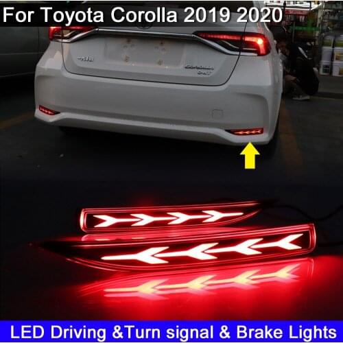 12V Multi Function LED Rear Bumper Reflector Warning Light Brake Stop Light Turn Signal Lights For Toyota Corolla 2019 2020