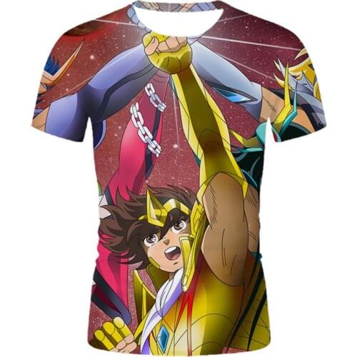 Trendy Cartoon Harajuku Mens T-Chirt Mens Cartoon Warrior Sweatshirt Animation 3D Print T-Shirt Summer Fashion Mens Casual S