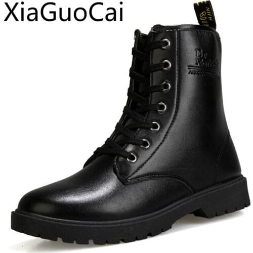 Mens Winter Martin Boots High-top Mens Tooling Boots British Style Leather Middle Mens Casual Army Boots