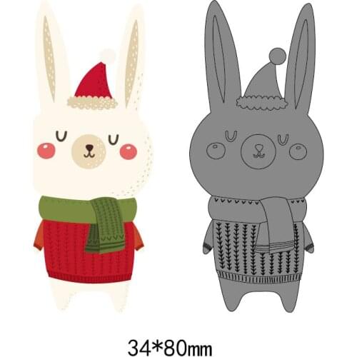 NewChristmas Rabbit Metal Cutting Dies for Scrapbook DIY Embossing Paper Craft Animals Stamps and Dies 3.4*8cm