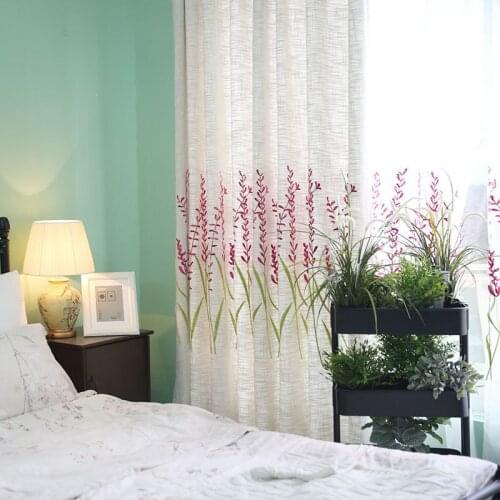 New Curtain Simple Printing Fresh White Yarn Semi-shading Finished Product Customization Curtains for Living Dining Room Bedroom