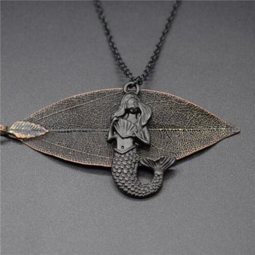 New Little Mermaid Charm Necklace Trendy Metal Sea Jewellery Little Mermaid Pendant Necklace Women Jewellery