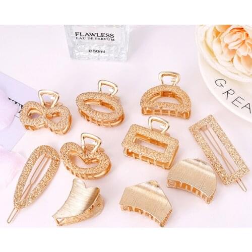 New Metal Hair Clip Small Geometric Hairpins Hair Claw Girls Hair Clamps Headwear Fashion Gilded Hair Accessories Women