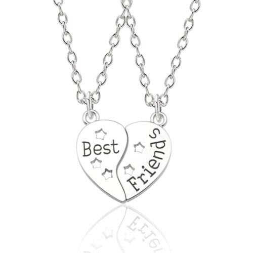 2pcs Best Friends Necklaces Pendants Hollow Star Love Heart Corlour Necklace Women Bff Friendship Jewelry Christmas Gifts Colar