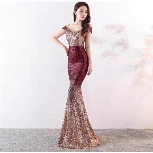Maxi dress sequined Woman Sexy Halter Retro Short Sleeve Hollow Out Slim Fit Fishtail lace mermaid Party dress