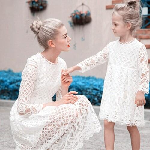 Mother Daughter Dresses Wedding Mommy and Me Clothes Mom and Daughter Lace Princess Dress Family Wedding Dresss New Family Look
