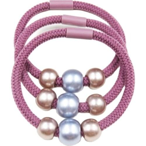 10PCS/LOT 3 Ball Purple Elastic Hair Bands For Girls Bohemian Headband Scrunchy Korean Fashion Kids Hair Accessories For Women