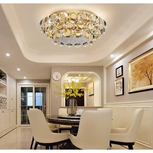Luxury gold ceiling chandelier for living dining room round ceiling lights bedroom modern led cristal lustre fixtures