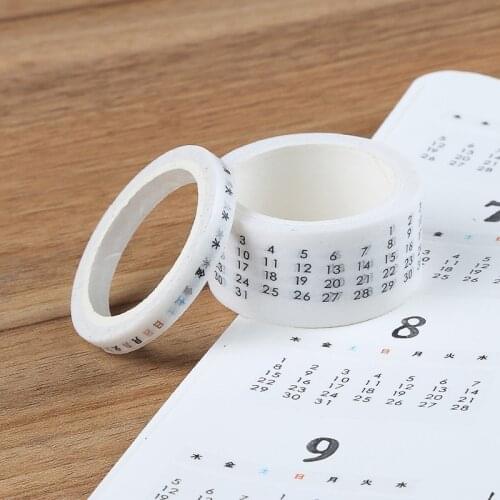 Date&Days/Set Roll Stationery Washi Masking Tape Scrapbooking Paper Stickers DIY Craft Seal Adhesive Decoration Supplies Label
