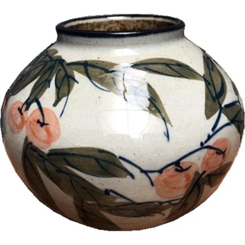 Blue and White Vase Handmade Painting Retro Distressed Underglaze Ceramic Vase Desktop Decoration Chinese Household Study Soft