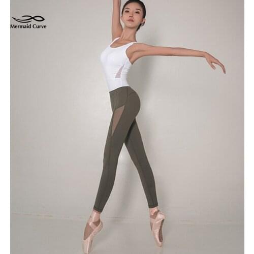 Sexy Ballet Dance Practice Clothes Female Aerial Yoga Gymnastics Slim Body Yoga Suit Net Yarn Patchwork Women Jumpsuits With Pad