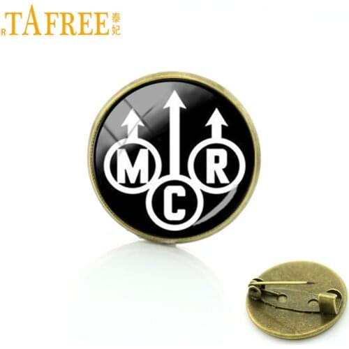 TAFREE Vintage MCR Rock band brooches pins for boys Glass My Chemical Romance jewelry dress Accessory gift fans men gifts D348