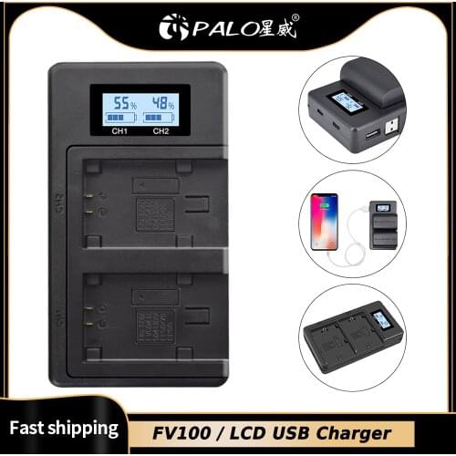 NP FV100 NP-FV100 FV100 Battery + LCD USB Charger for Sony NP-FV30 NP-FV50 NP-FV70 SX83E SX63E FDR-AX100E AX100E