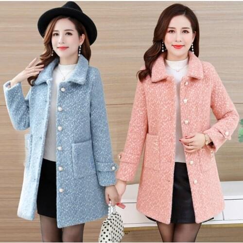 Women Winter Jacket Imitation Mink Cashmere Coat Middle-aged Mother Outerwear Female Casual Plus Size Loose Woolen Coat R887