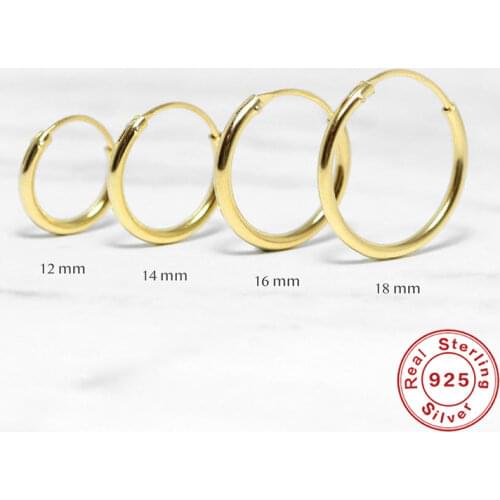 Canner 925 Sterling Silver Hoop Earring Classic Simple Circle Pendientes Huggies Earrings For Women Kolczyki Damskie 12-18mm