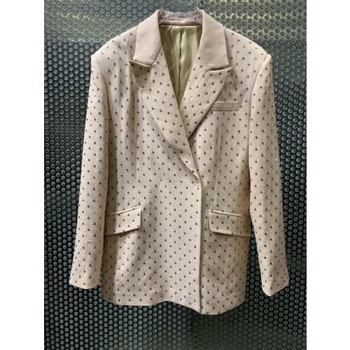 High 2021 New Ladies Quality Fashion Long Sleeve Lapel Solid Color Hot Diamond Suit 0313