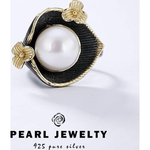 S925 sterling silver Baroque Pearl Ring Ladies Italian craft Personality Exaggeration Opening silver ring