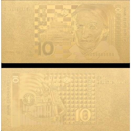 VNFURU Deutsche Mark Gold Banknotes 24K Gold Banknote Creative 10 Currency BillNote Art Low Price Gold Foil Banknote For Souveni