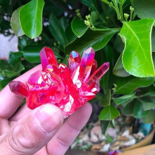 1pcs Rare beautiful rose flame aura quartz crystal cluster specimen