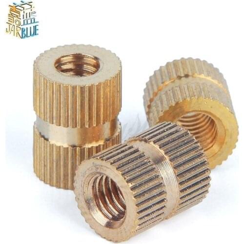 10pcs 1/4-20*8/10/12/16/20-9mm（OD）UNC Injection Molding Nut Brass Insert Knurled Nuts Knurling Embedded Parts