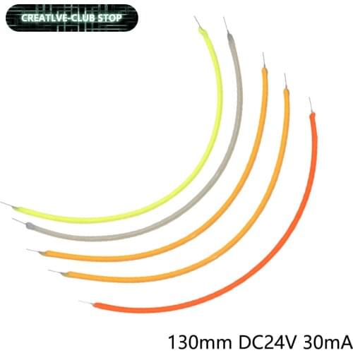 10Pcs Bulb Filament Lamp Parts 130mm DC24V 30mA LED Light Accessories Diode Warm yellow/Warm white/Red/Green/Blue Flexible Filam